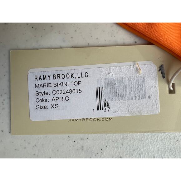 RAMY BROOK SIZE XSMALL MARIE BIKINI SWIM HALTER TOP APRICOT ORANGE NEW - Picture 7 of 8